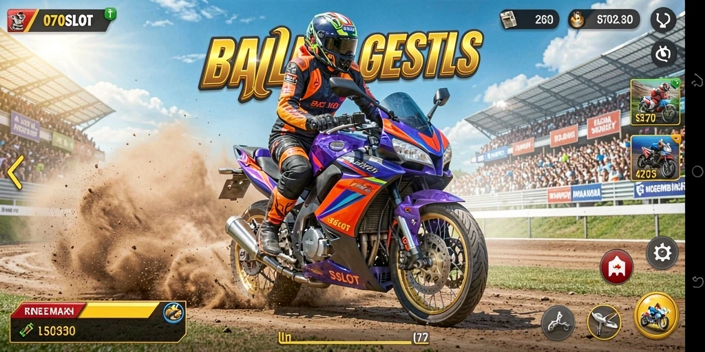 Gameplay seru dengan balapan motor yang mendebarkan.