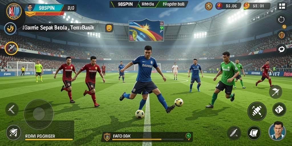 Tampilan gameplay menarik dari 98SPIN memperlihatkan aksi sepak bola yang dinamis.
