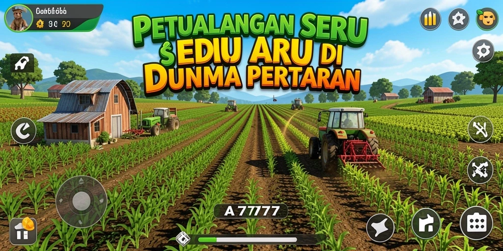 Tampilan gameplay A7777 dengan aktivitas bertani yang menarik.