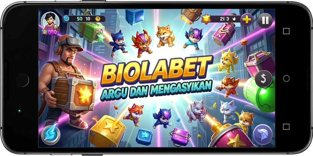 Tampilan gameplay seru dari BIOLABET yang penuh warna.