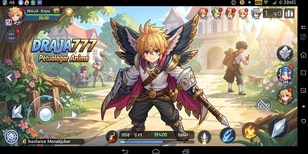 Tampilan permainan DRAJA777 yang penuh warna dan karakter anime yang menarik.