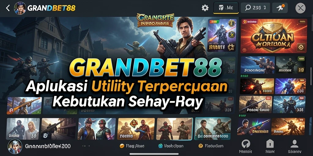 Tampilan utama GRANDBET88 dengan fitur-fitur utilitas yang menarik.