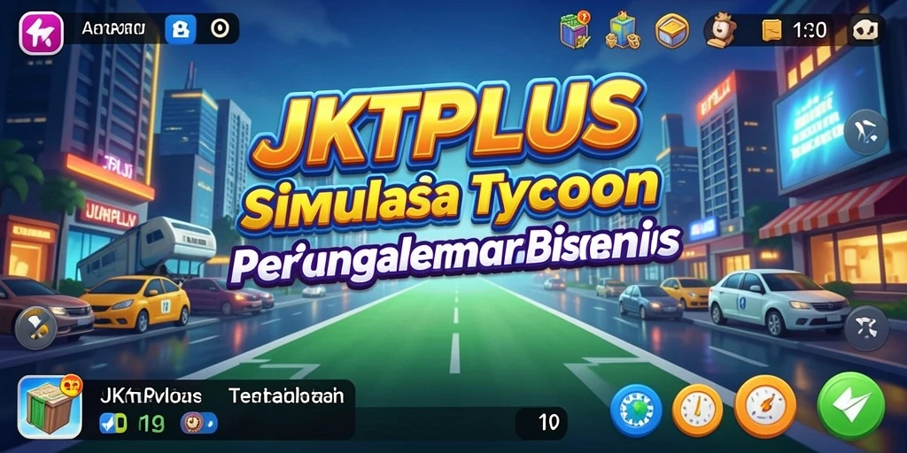 Tampilan gameplay JKTPLUS dengan elemen manajemen bisnis yang menarik.