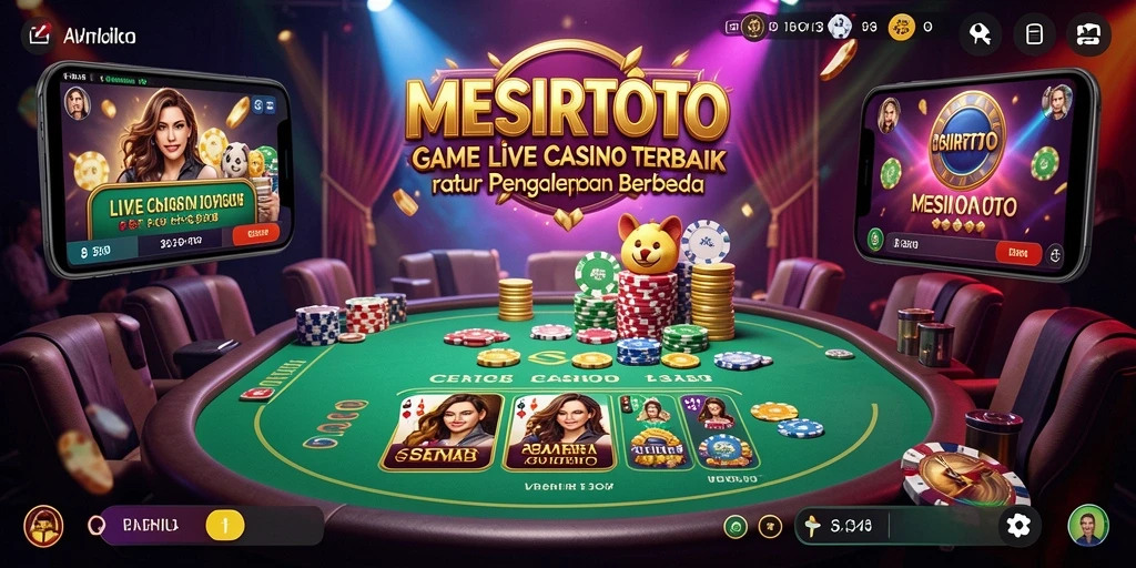 Tampilan gameplay Live Casino MESIRTOTO dengan dealer langsung.