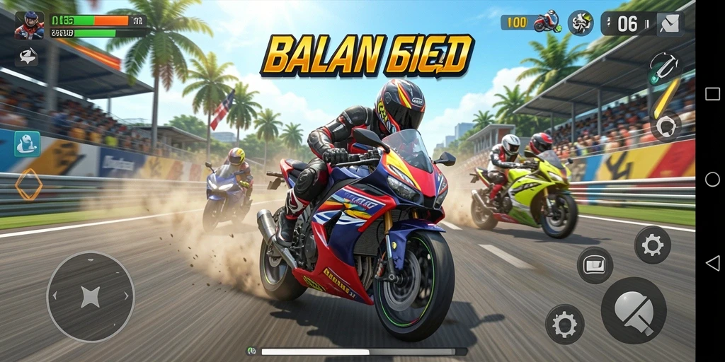 Gameplay seru N06 dengan aksi balapan motor yang mendebarkan.