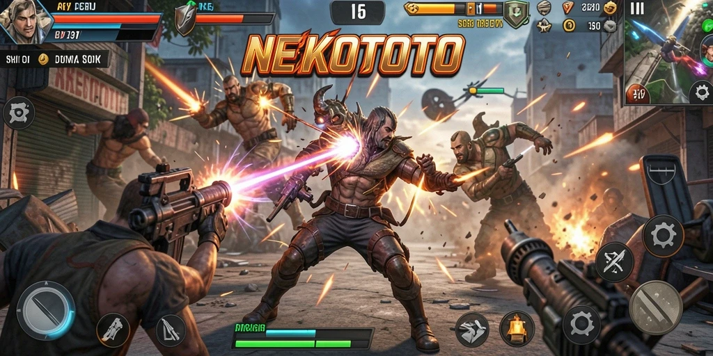 Tampilan menakjubkan dari gameplay NEKOTOTO yang penuh aksi.