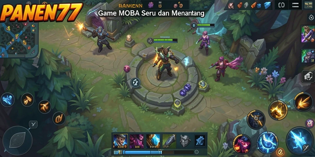 Screenshot gameplay PANEN77 yang menunjukkan pertarungan mendebarkan antara tim.