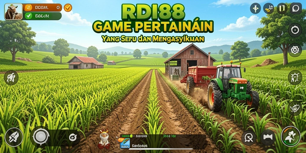 Tampilan gameplay RDI88 menunjukkan beragam kegiatan bertani yang seru.