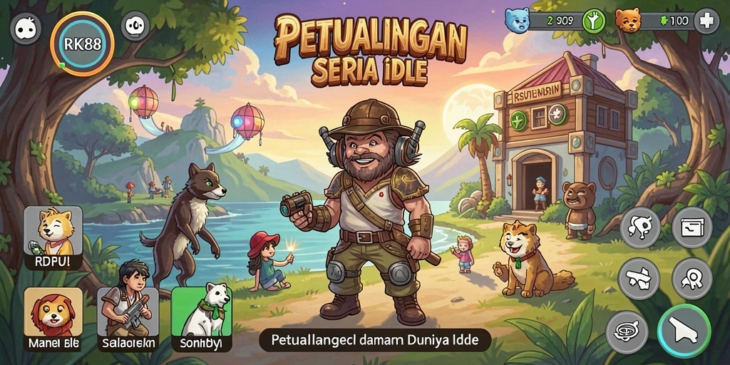 Tampilan seru gameplay RK88 dengan mekanisme Idle yang menarik.
