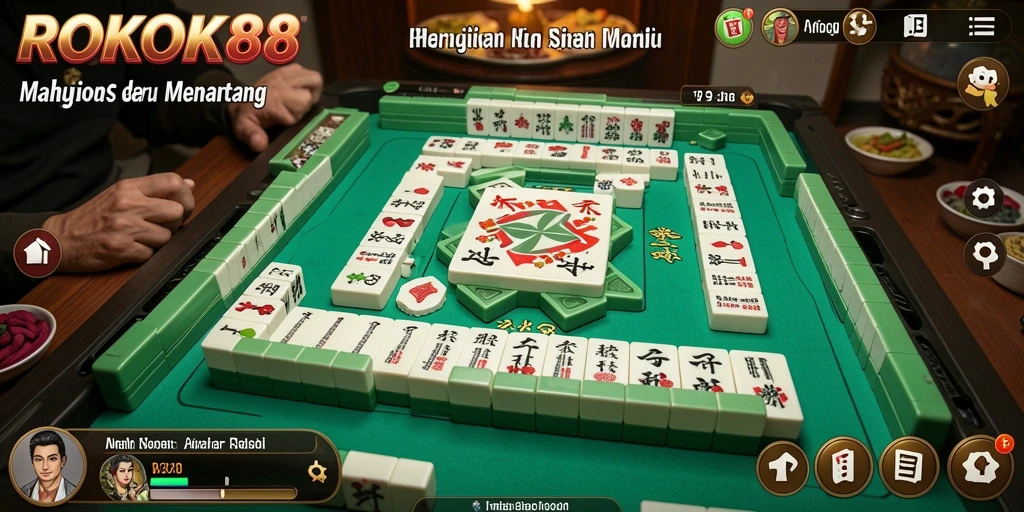 Tampilan gameplay ROKOK88 dengan grafis Mahjong yang menarik.