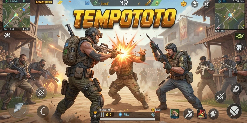 Gambaran gameplay seru TEMPOTOTO di arena Battle Royale.