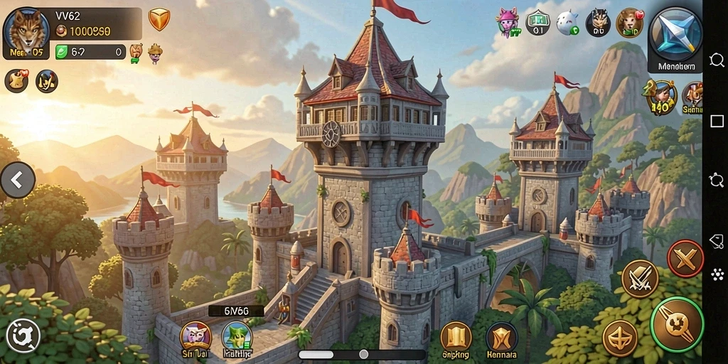 Tangkapan layar gameplay tower defense VV62 dengan aksi seru.